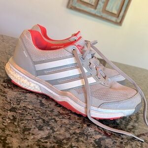 Adidas gray and pink athletic sneaker adipowerboost 9.5